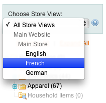 Magento categories store view