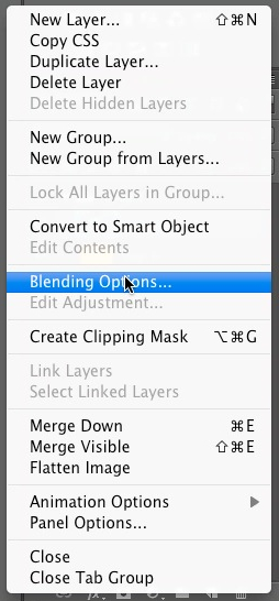 Click on blending options