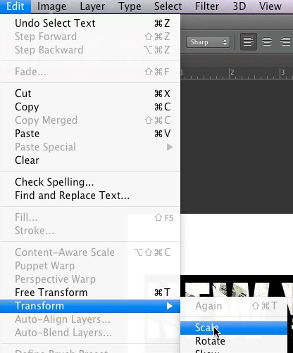 Go to "edit > transform > scale